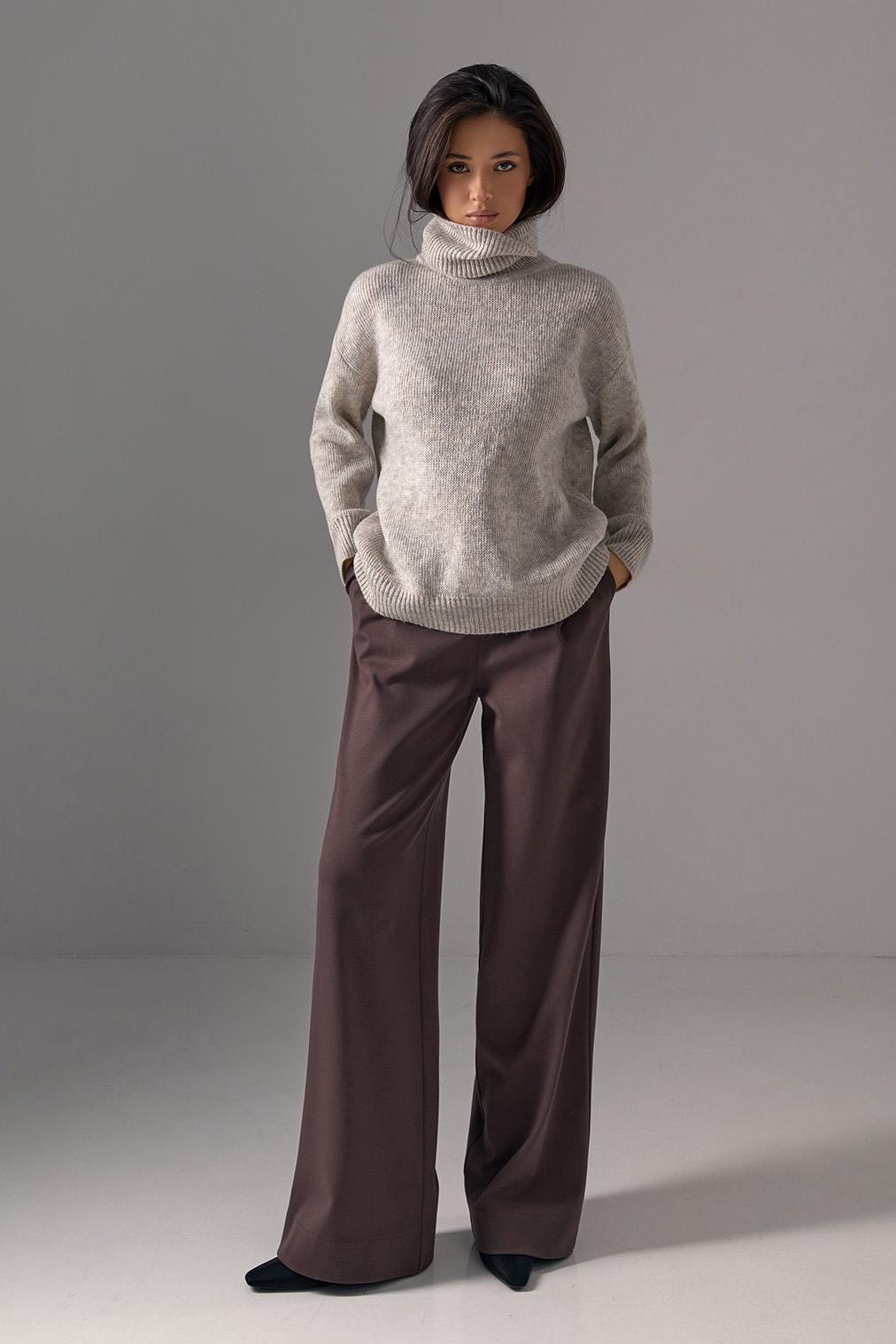 Oversized Turtleneck Sweater Warm Mohair Wool Baggy Long