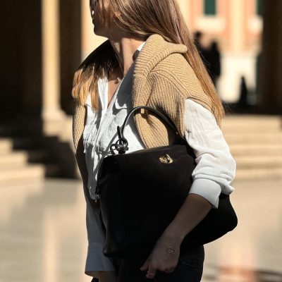 Italian Suede Leather Bag Handmade Top Handle Satchel