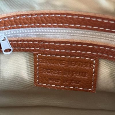 Cognac Brown Italian Leather Boston Bag Handmade Two